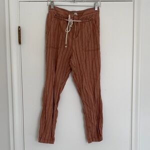 Anthropologie Striped Linen Drawstring Pants